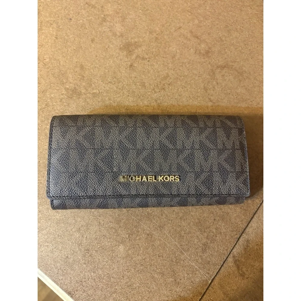 Michael Kors Jet Set Travel Satchel Crossbody Wallet Brown MK Logo Matching Set